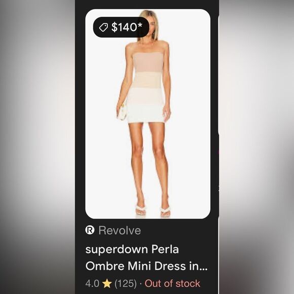 NWT Superdown Perla Ombre Mini Dress in Nude Ombre Revolve Neapolitan Large - Picture 16 of 16